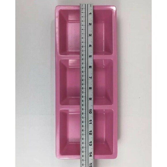 Vintage Set  2  Pink Orange 3-Compartment Melamine Serving Trays Picnic BBQ Pool - Picture 3 of 4